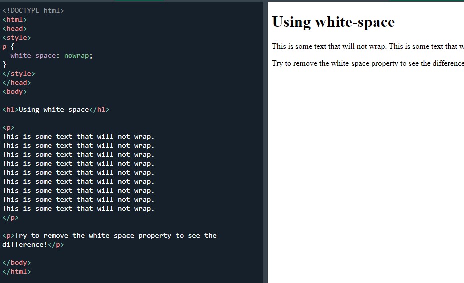 CSS white-space property