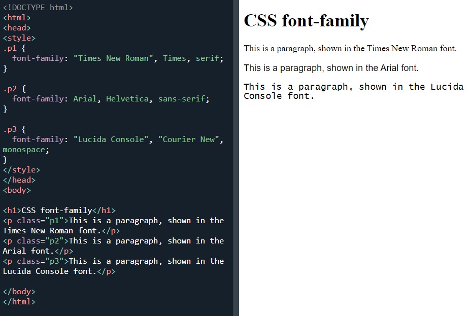 CSS font-family: arial, lucida, new roman times