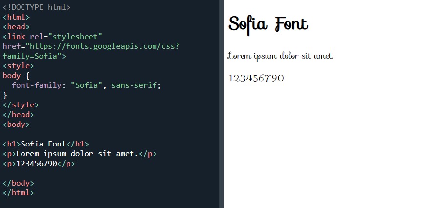 Sofia font style