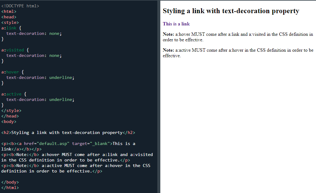 Underline a link on hover