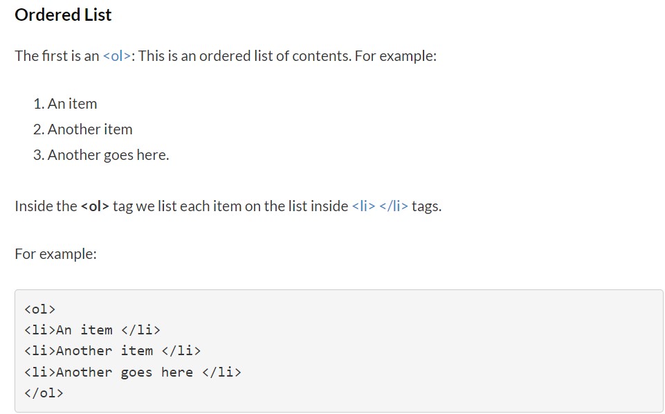 An image of an ordered list ol