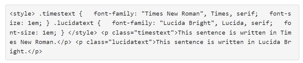 Times New Roman and Lucida Bright font