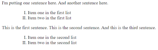 Two list sentences in CSS